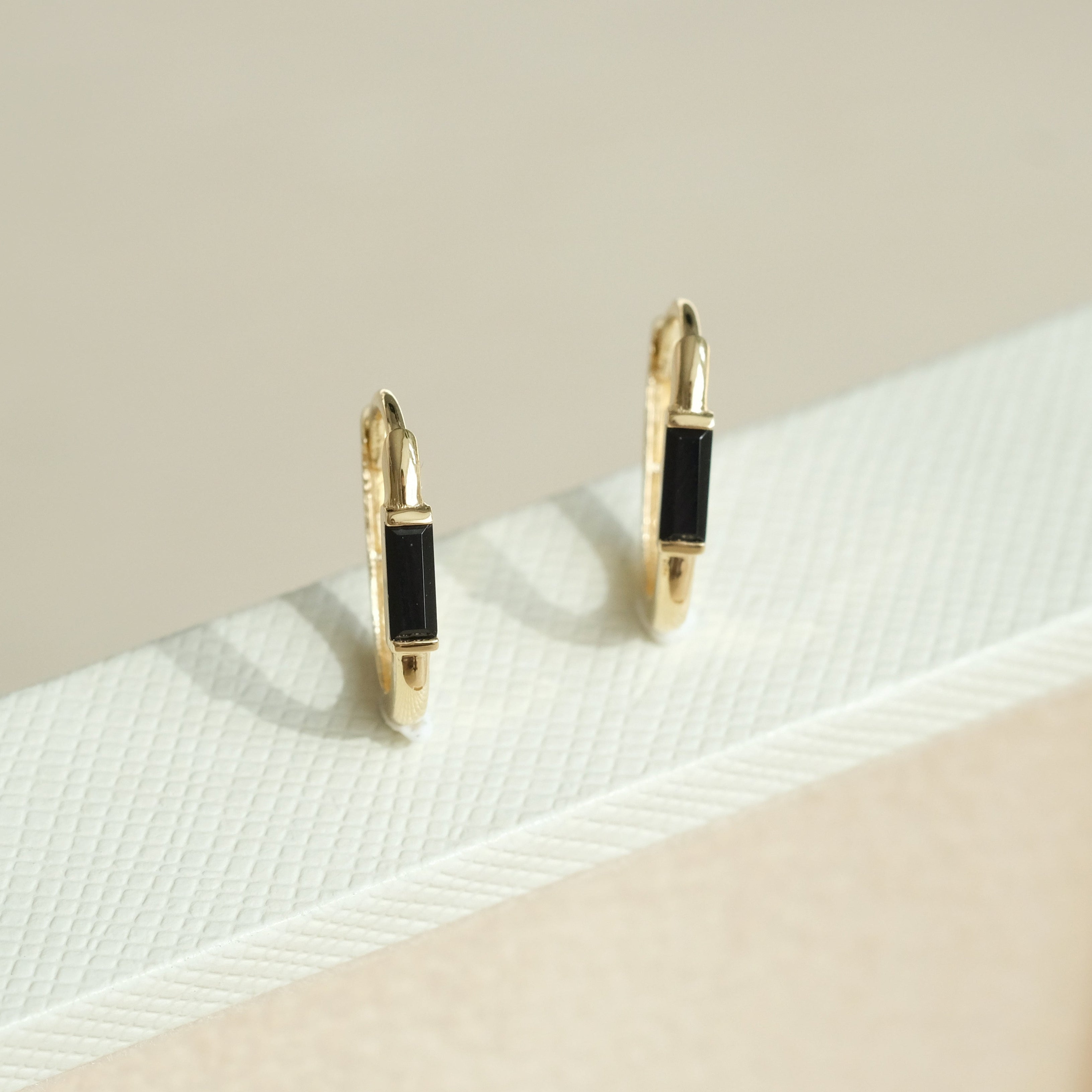 Black CZ Huggie Hoops