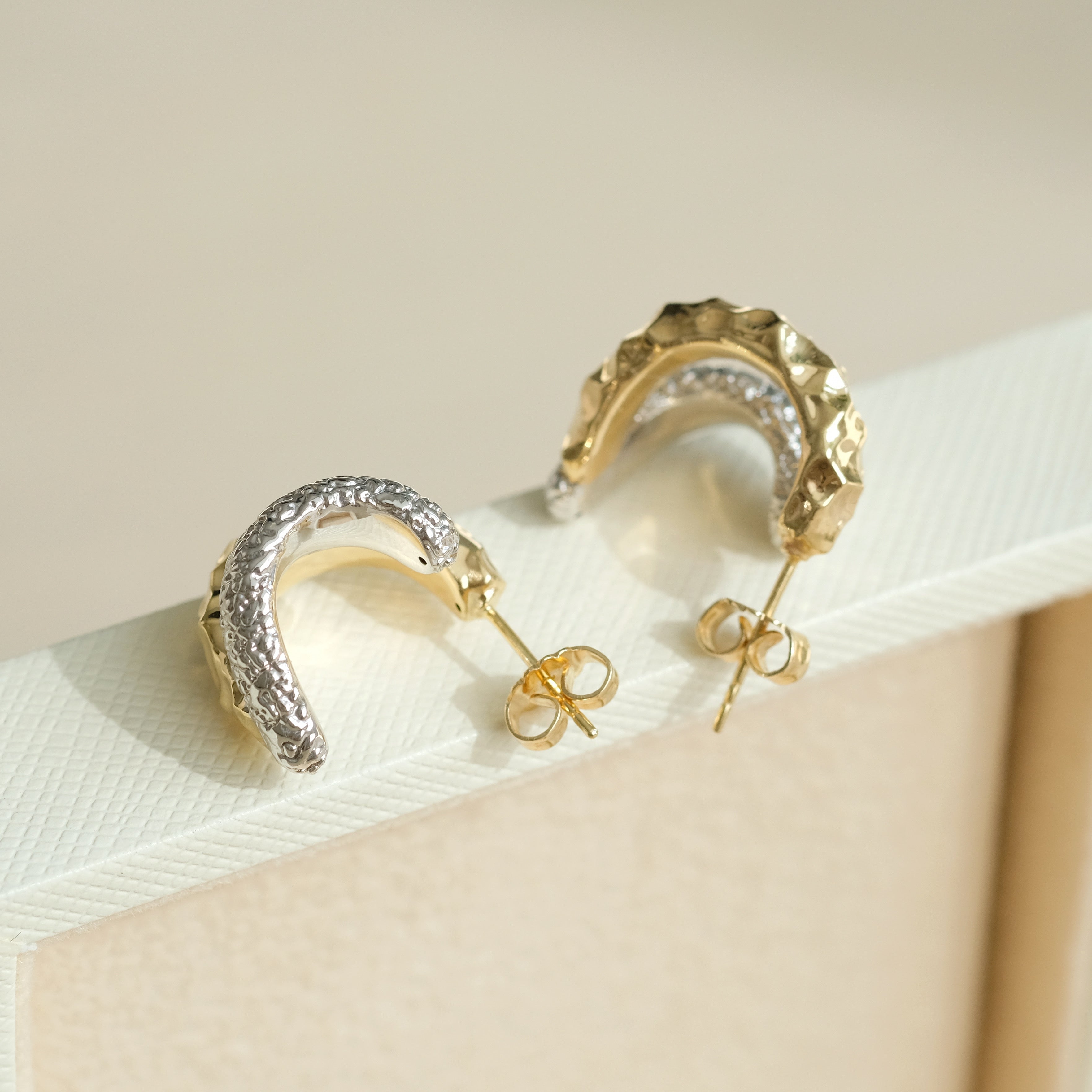 Hammered Two Tone Earrings