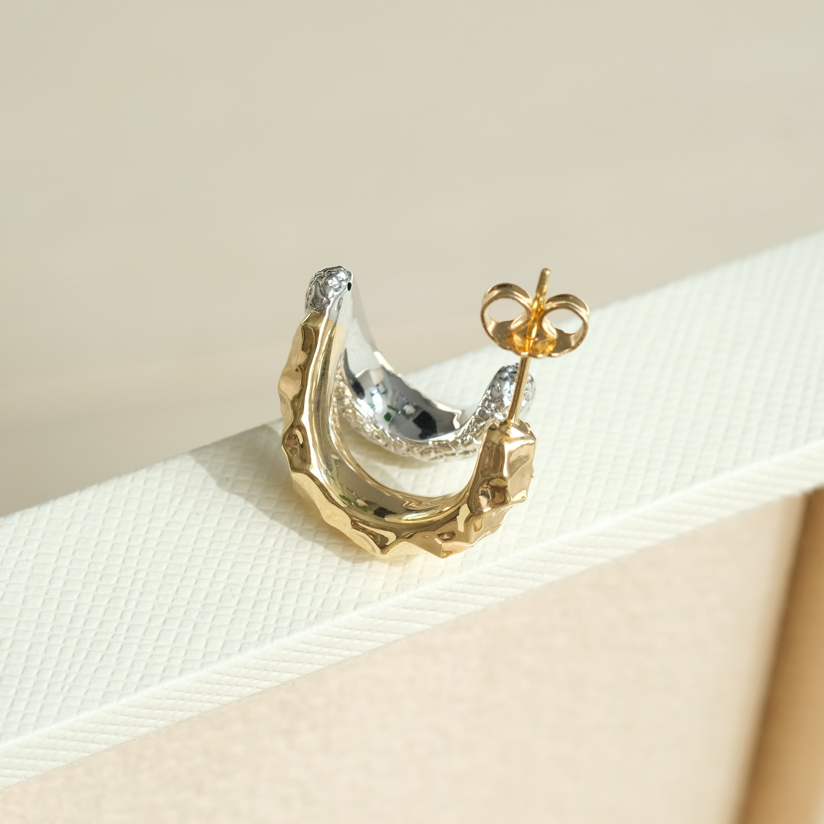 Hammered Two Tone Earrings