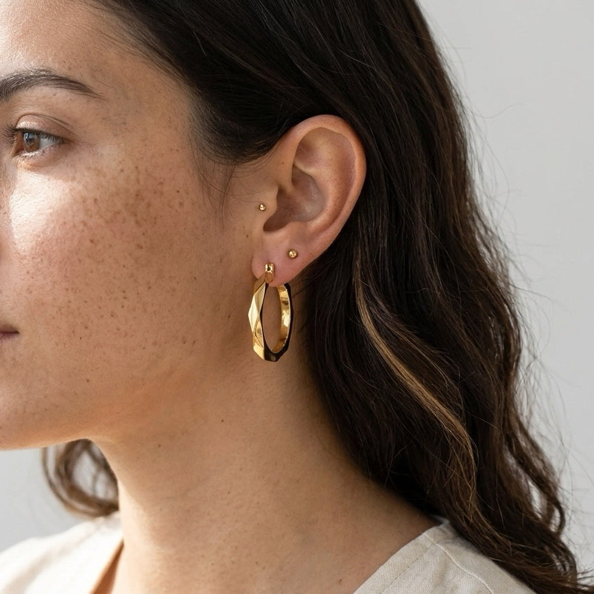large faceted hoops