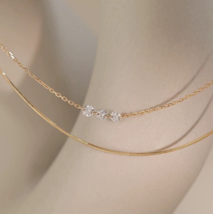 Double Layered Lab Diamond Necklace