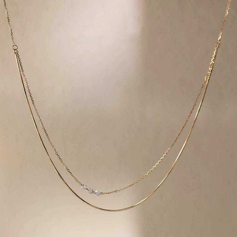 Double Layered Lab Diamond Necklace