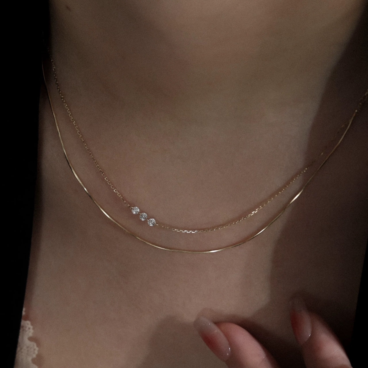 Double Layered Lab Diamond Necklace