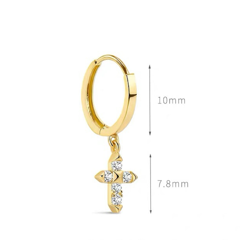 Small Diamond Cross Hoops