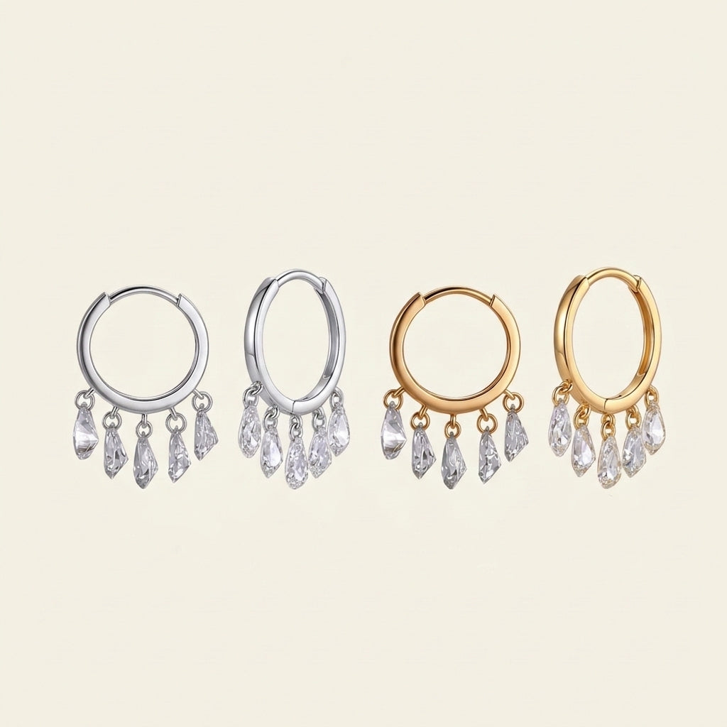 Drilled Diamond Tassel Earrings