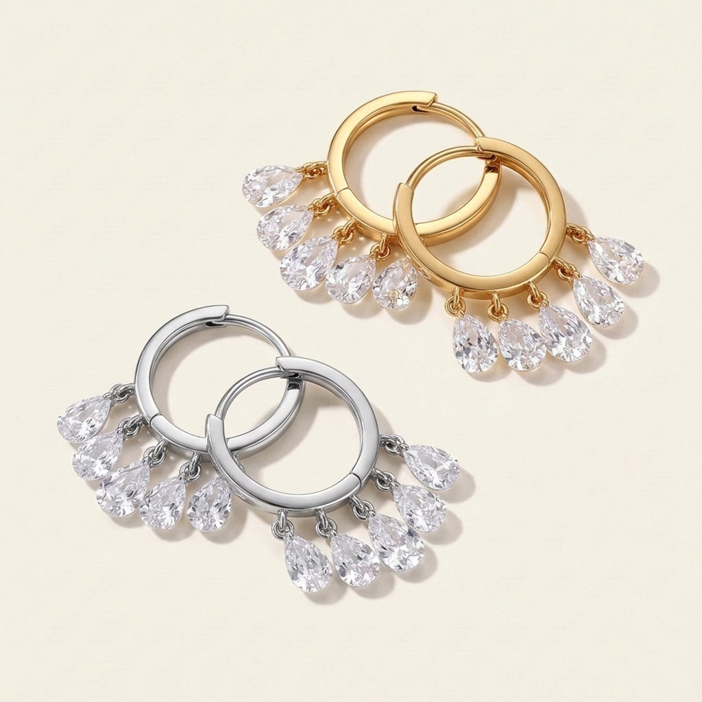 Drilled Diamond Tassel Earrings
