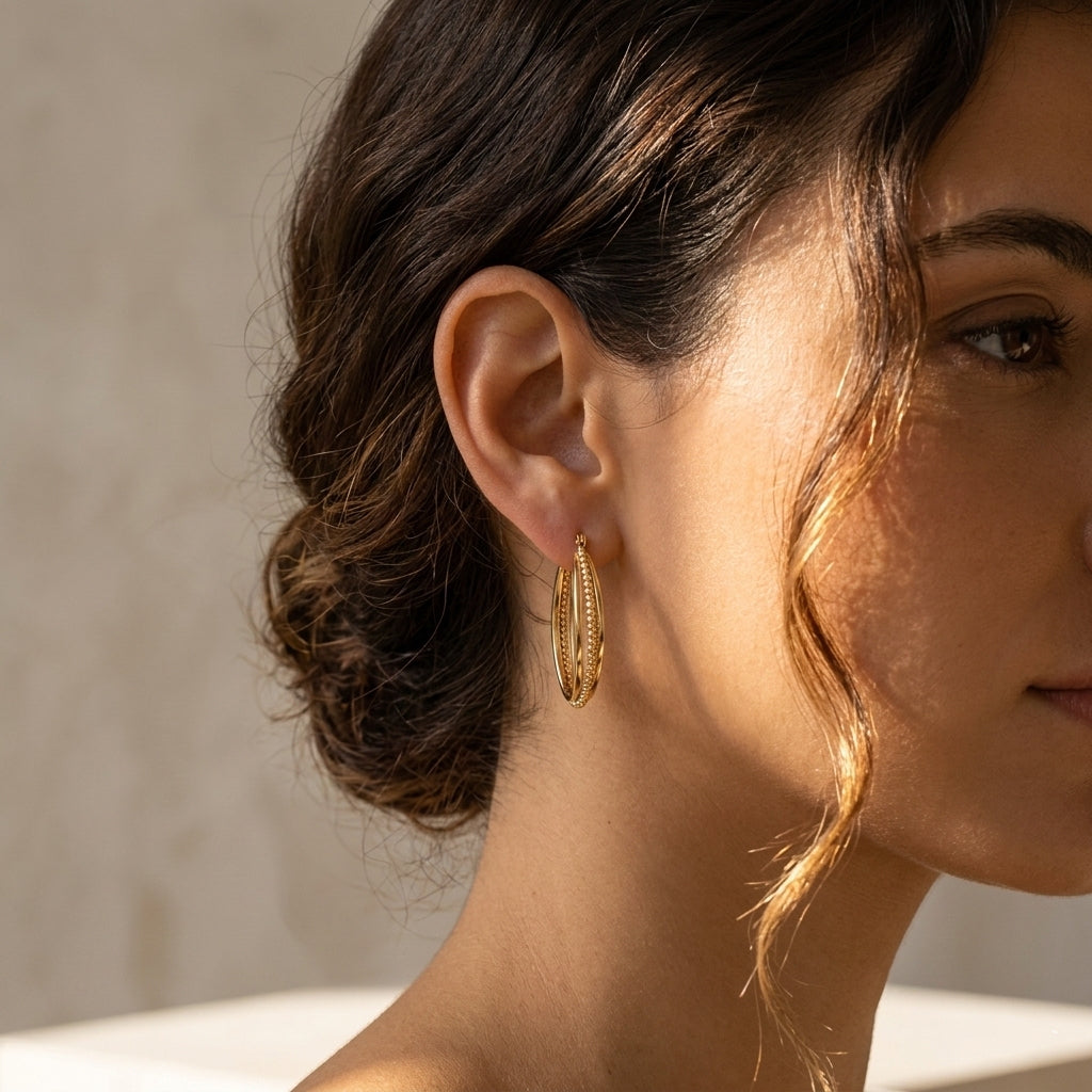 Oval Beaded Hoop