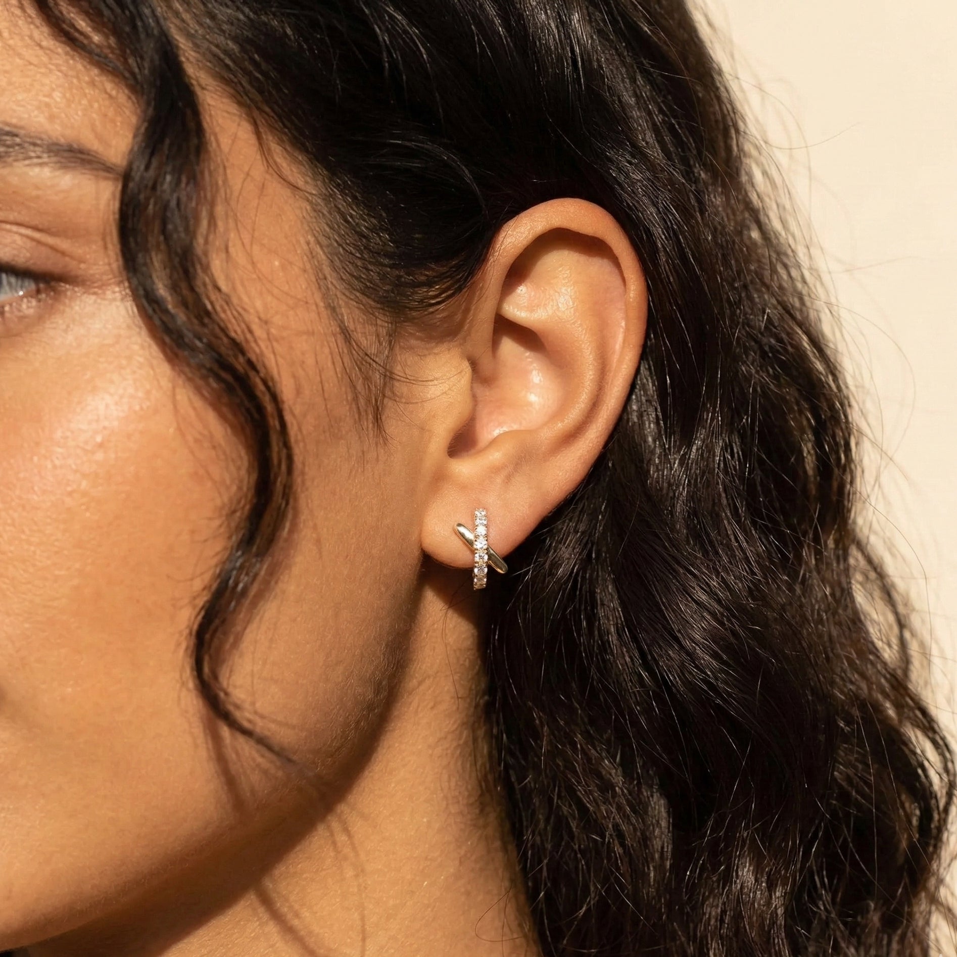 X Shape Diamond Hoops