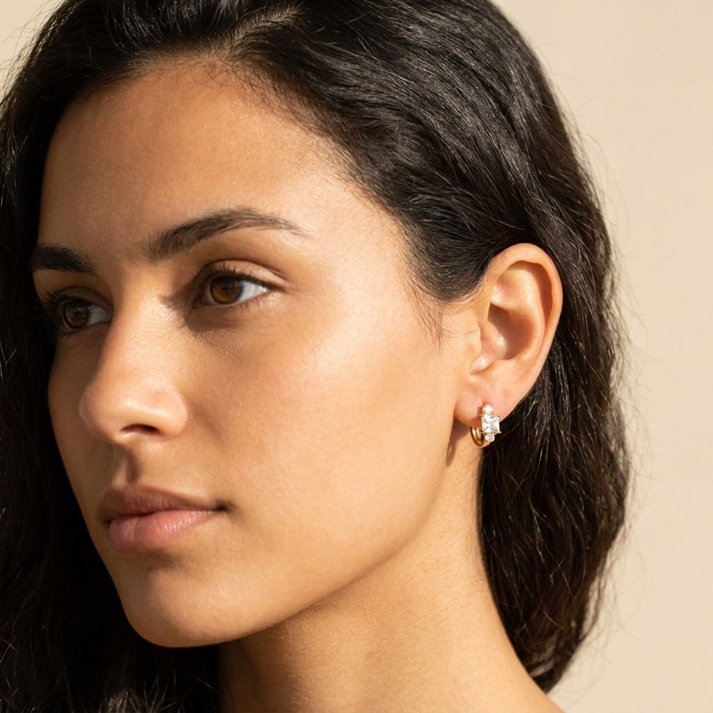 18K Clear Topaz Earrings
