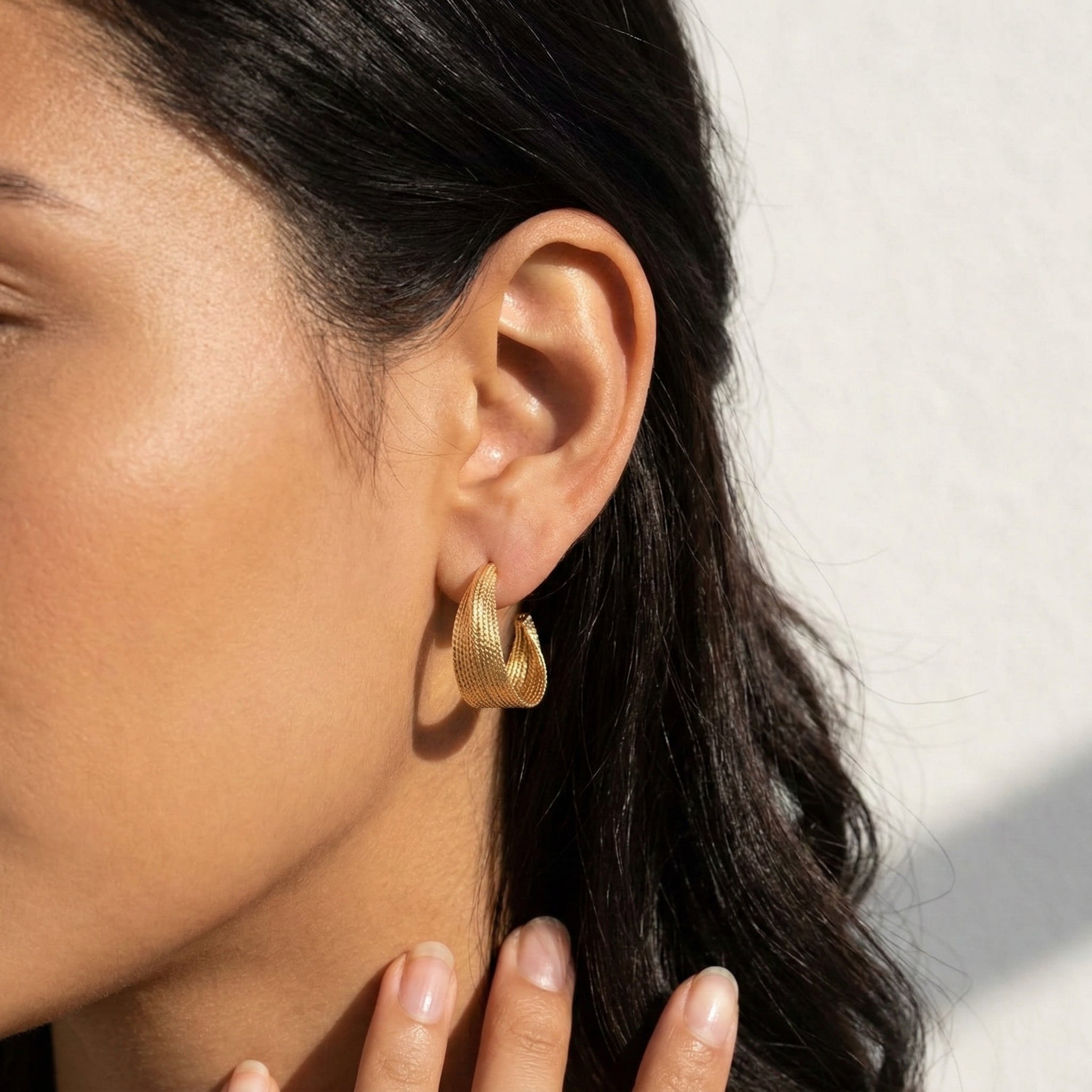 C Shape Sparkle Hoops