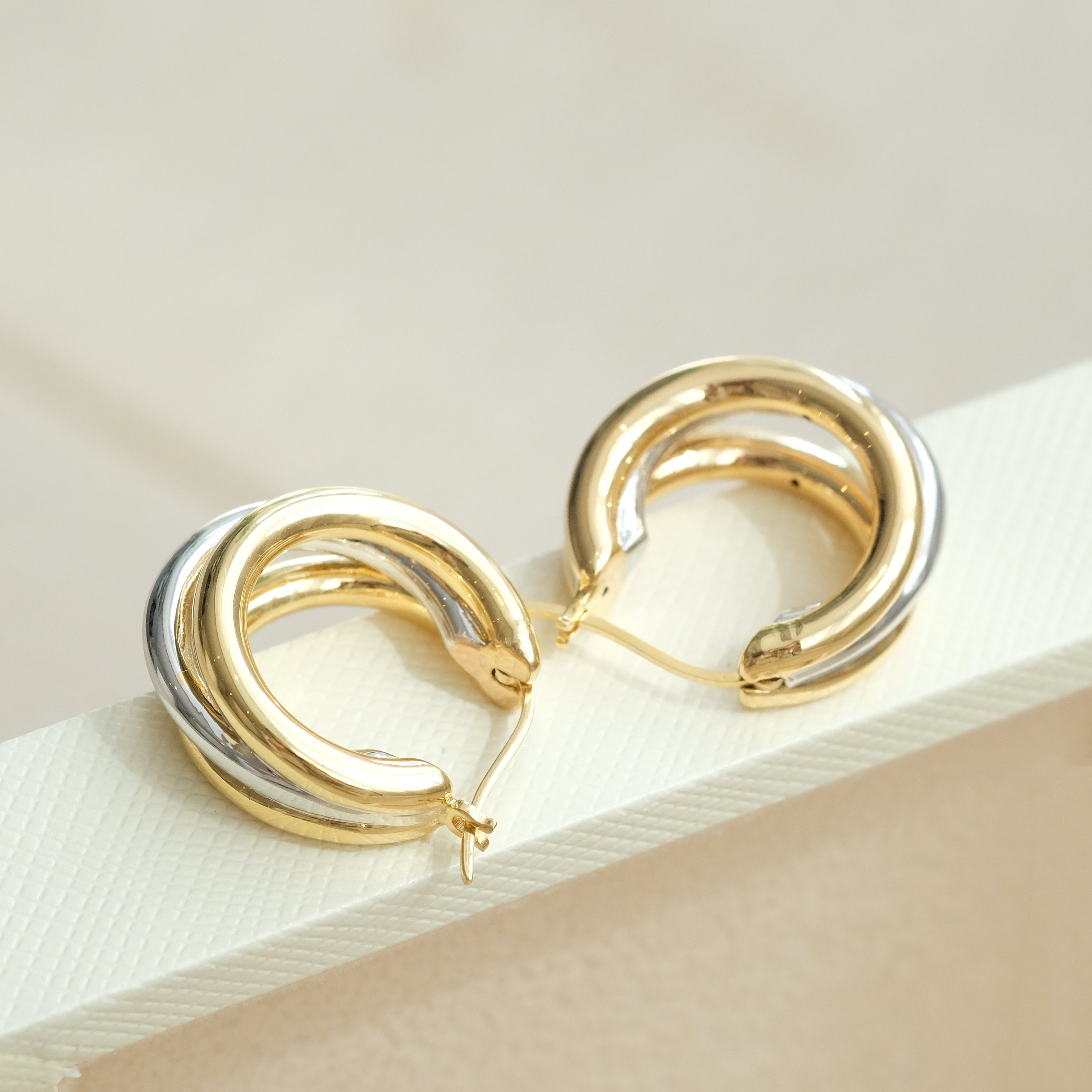 Trio Two Tone Circle Earrings