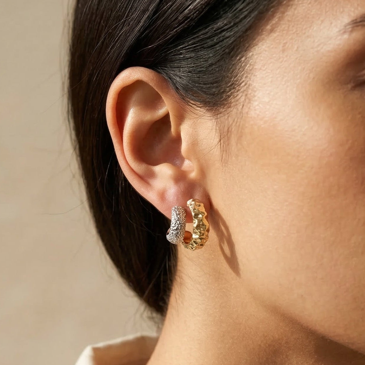 Hammered Two Tone Hoops