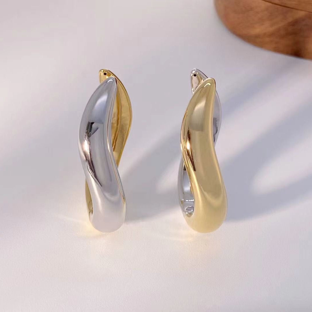 Two Tone Wavey Hoops