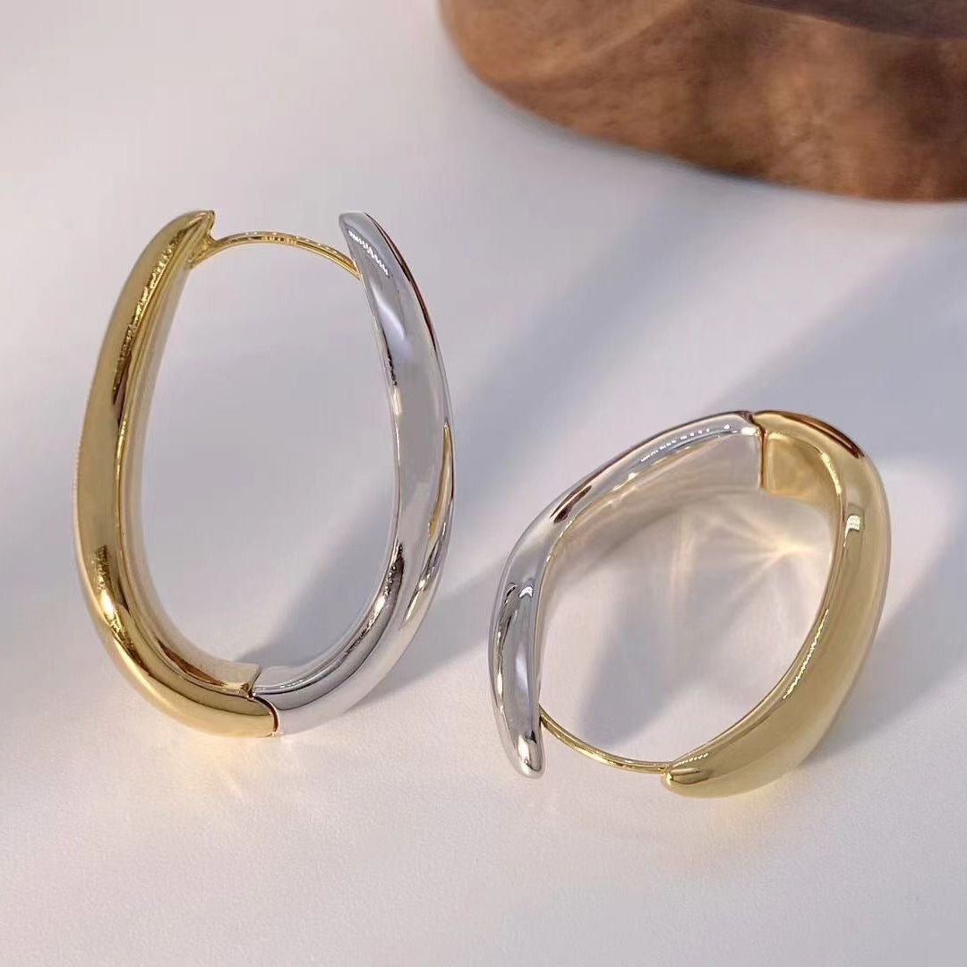 Two Tone Wavey Hoops