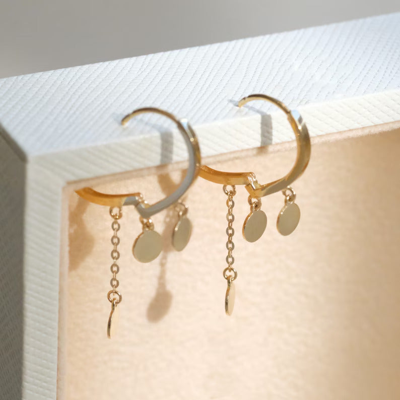 Circle Disc Dangle Earrings