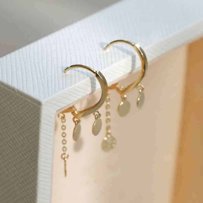 Circle Disc Dangle Earrings