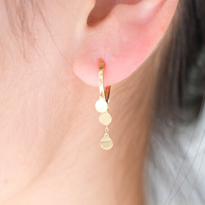 Circle Disc Dangle Earrings