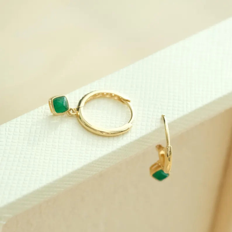 Dangling Emerald Hoop