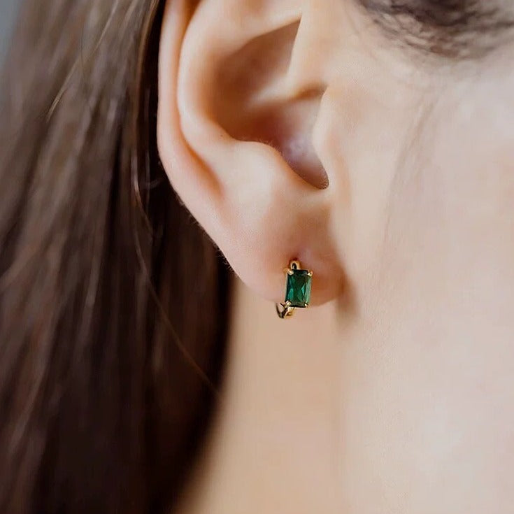 Small Emerald Hoop Earrings