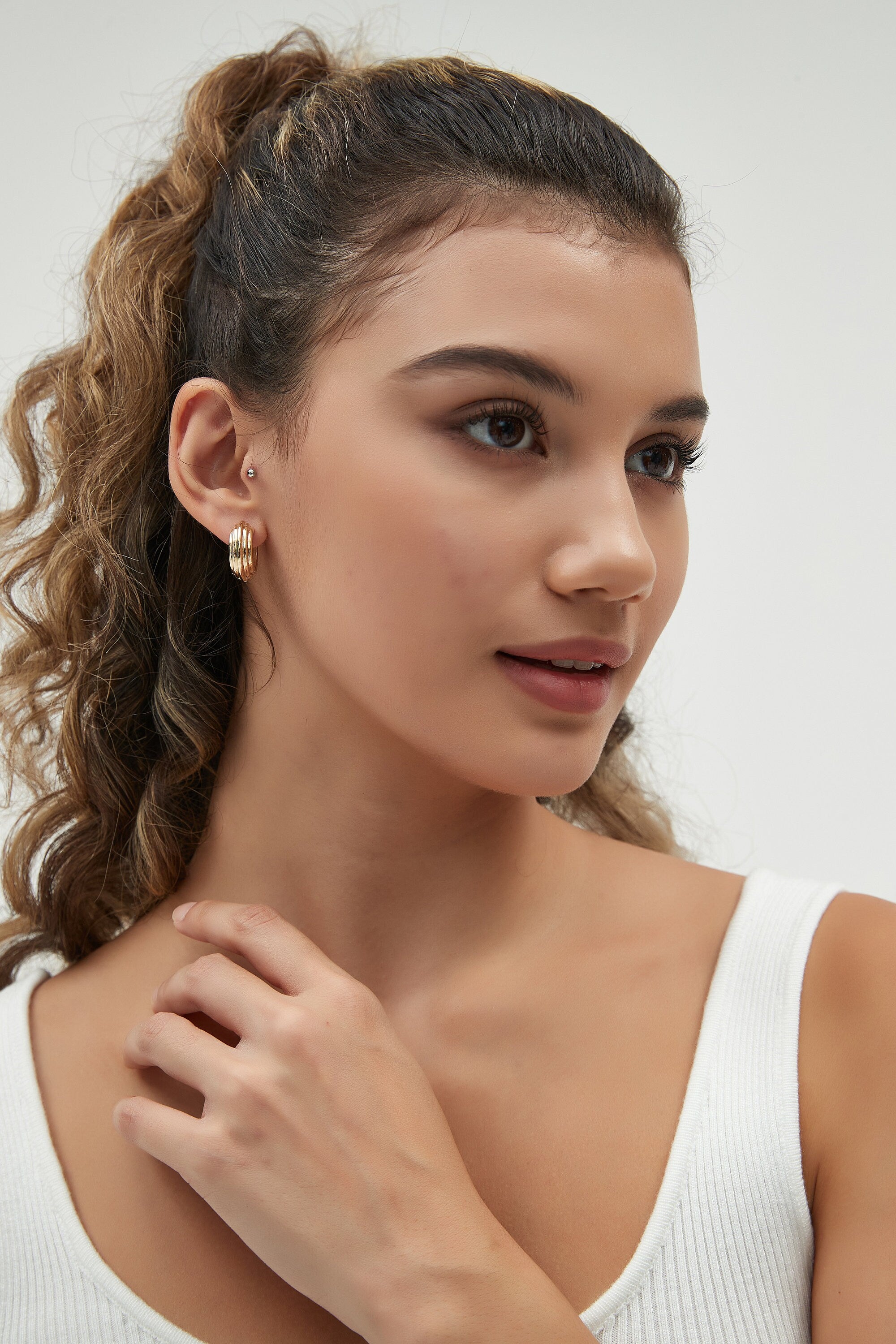 Chunky Ridge Hoop Earrings