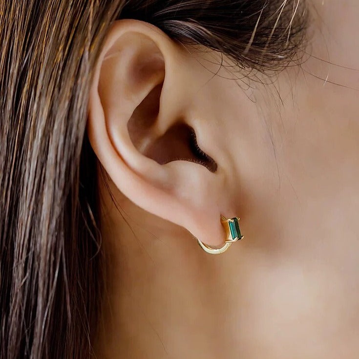 Small Emerald Hoop Earrings