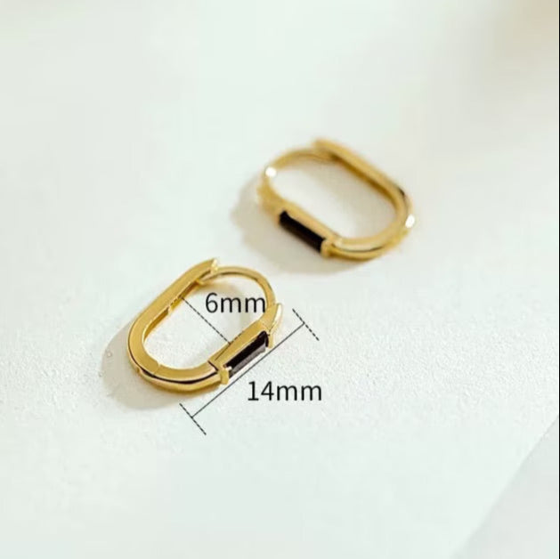 Black CZ Huggie Hoops