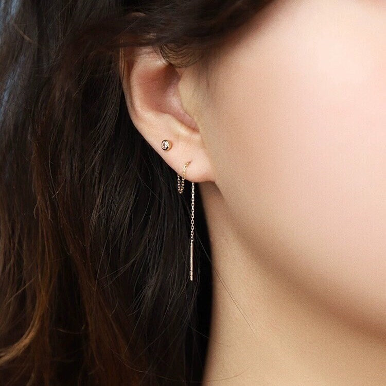 Single Stone Threader Earring