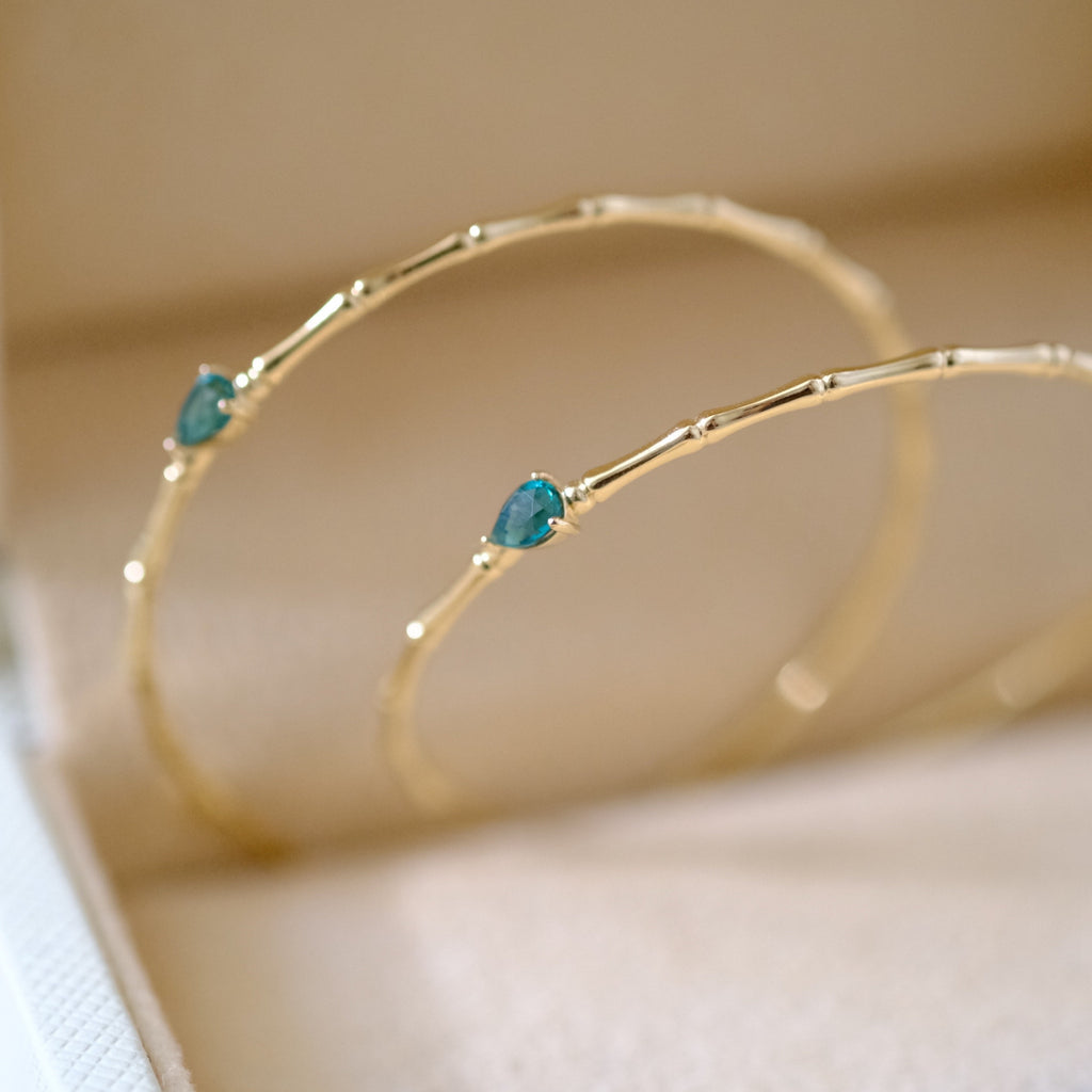 Bamboo Stick Hoop with Emerald Stone