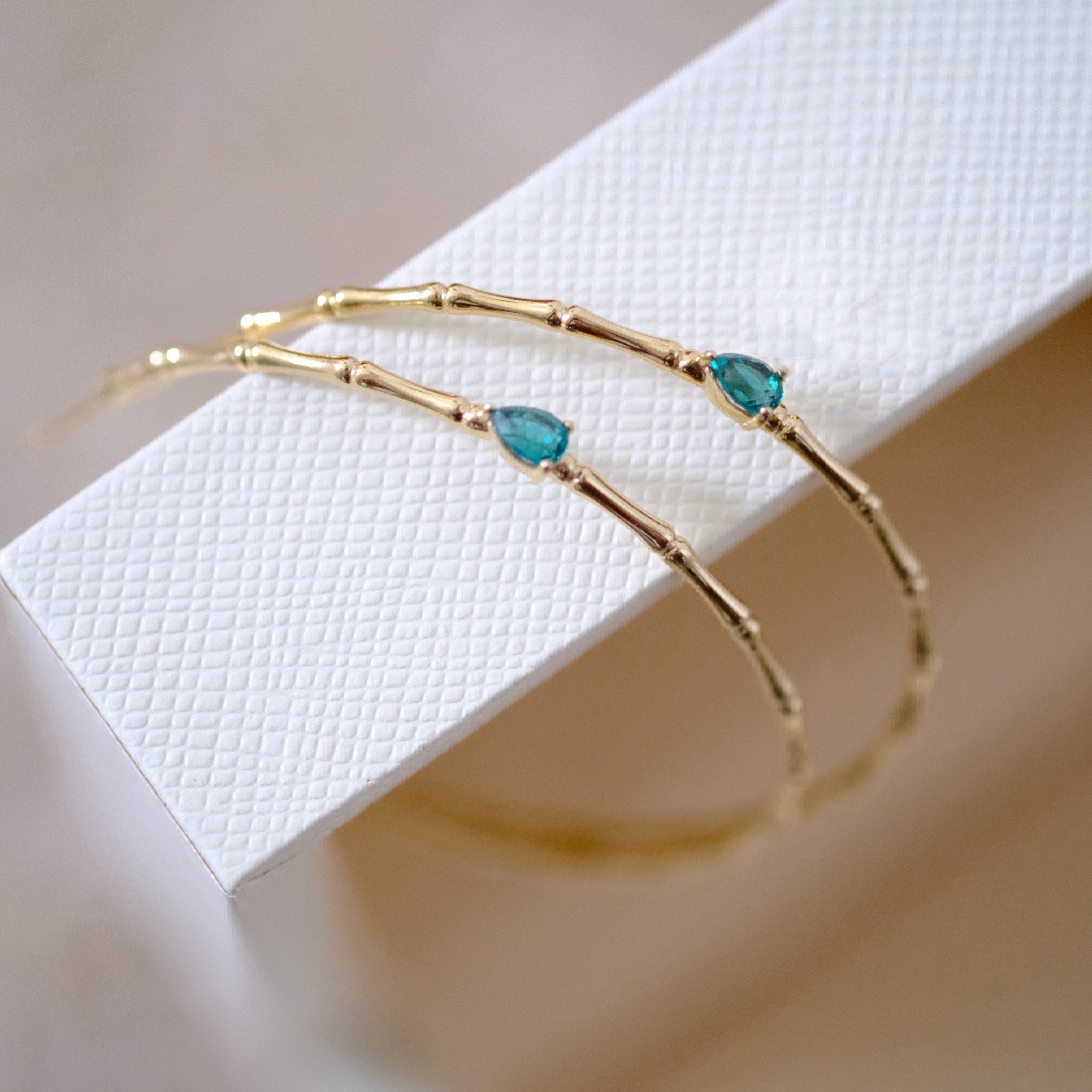 Bamboo Stick Hoop with Emerald Stone