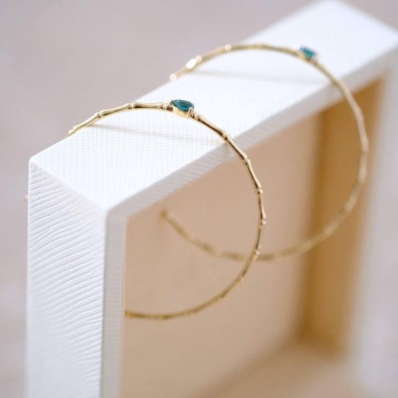 Bamboo Stick Hoop with Emerald Stone