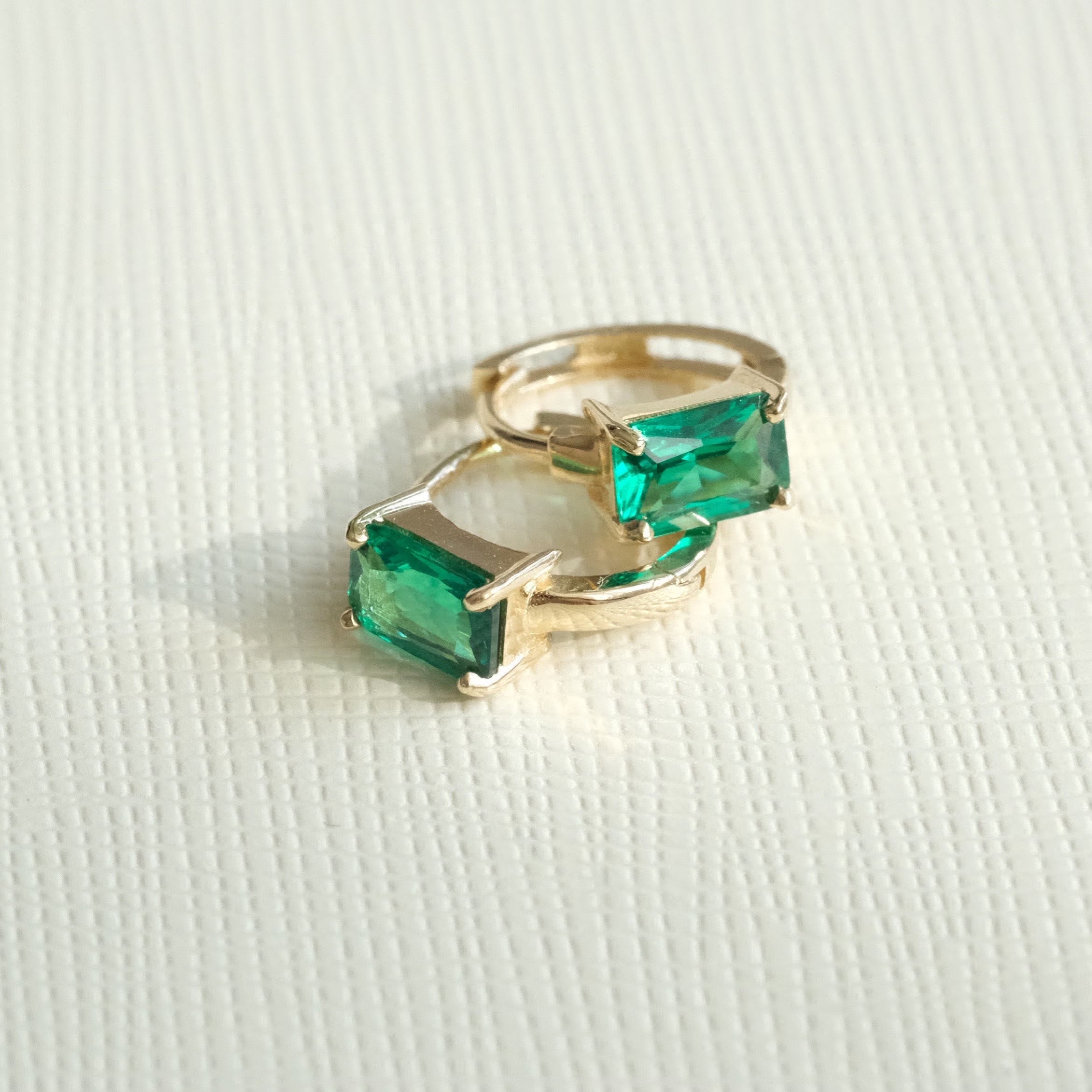 Small Emerald Hoop Earrings