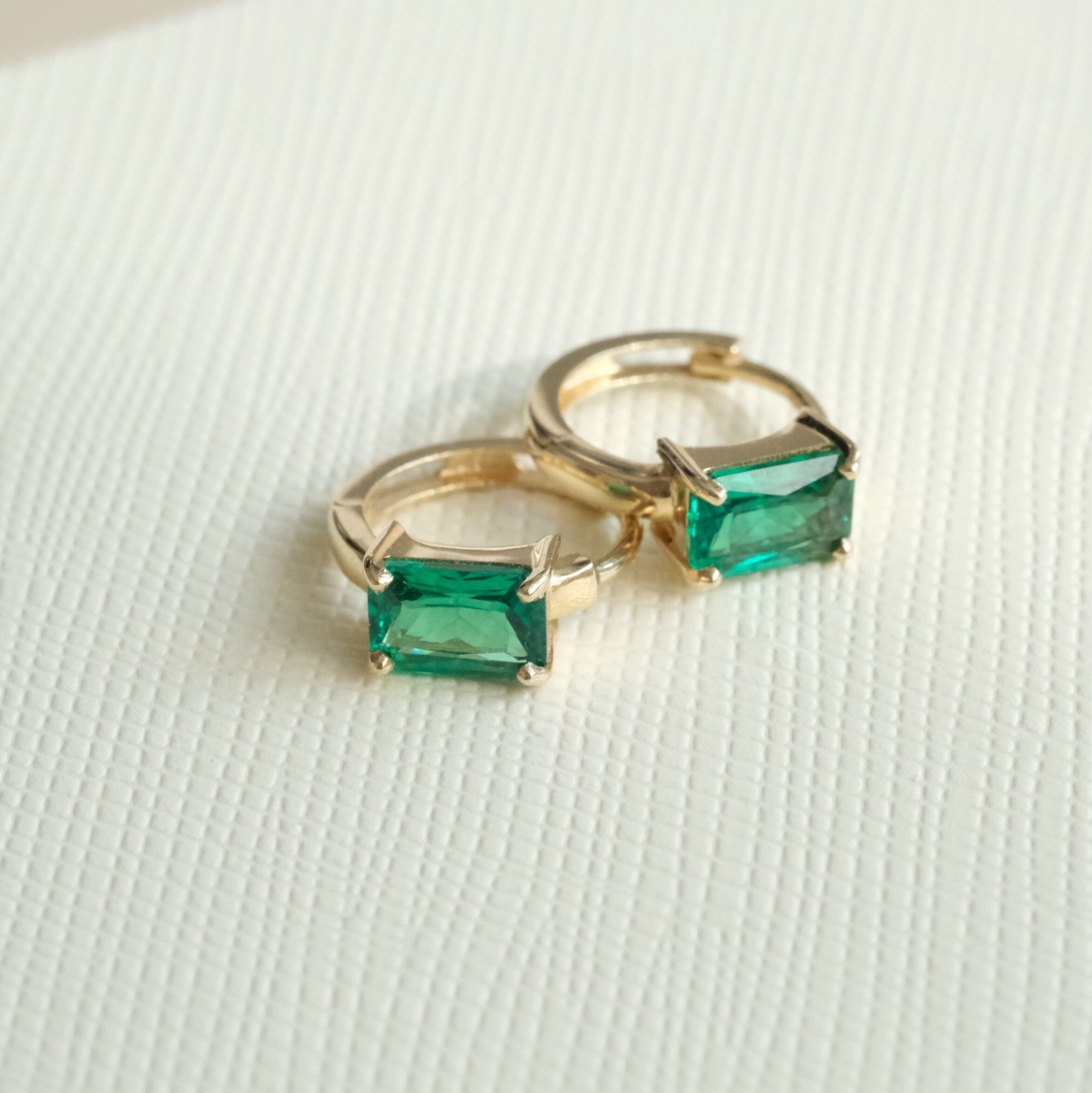 Small Emerald Hoop Earrings