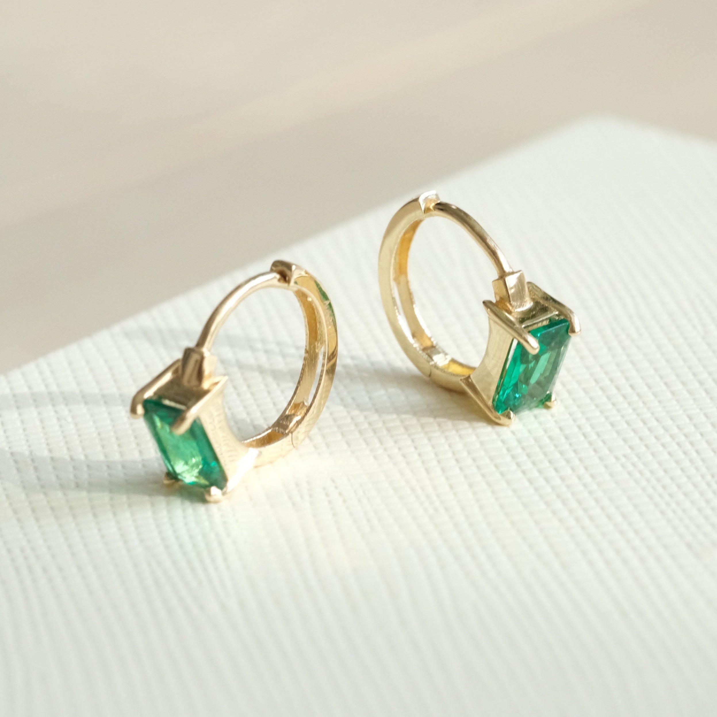 Small Emerald Hoop Earrings