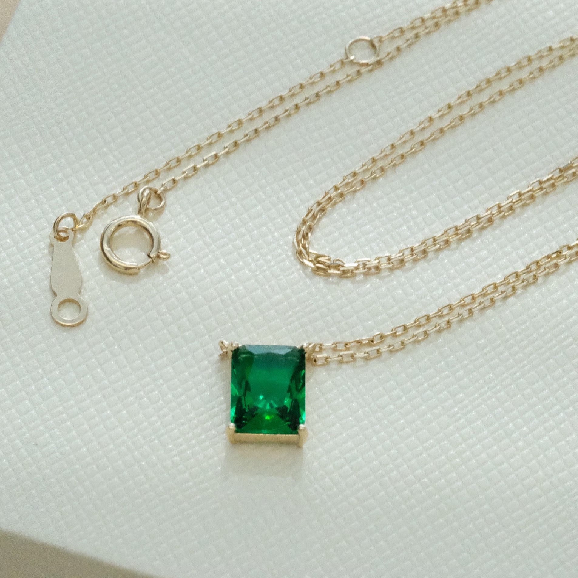 Square Emerald Necklace