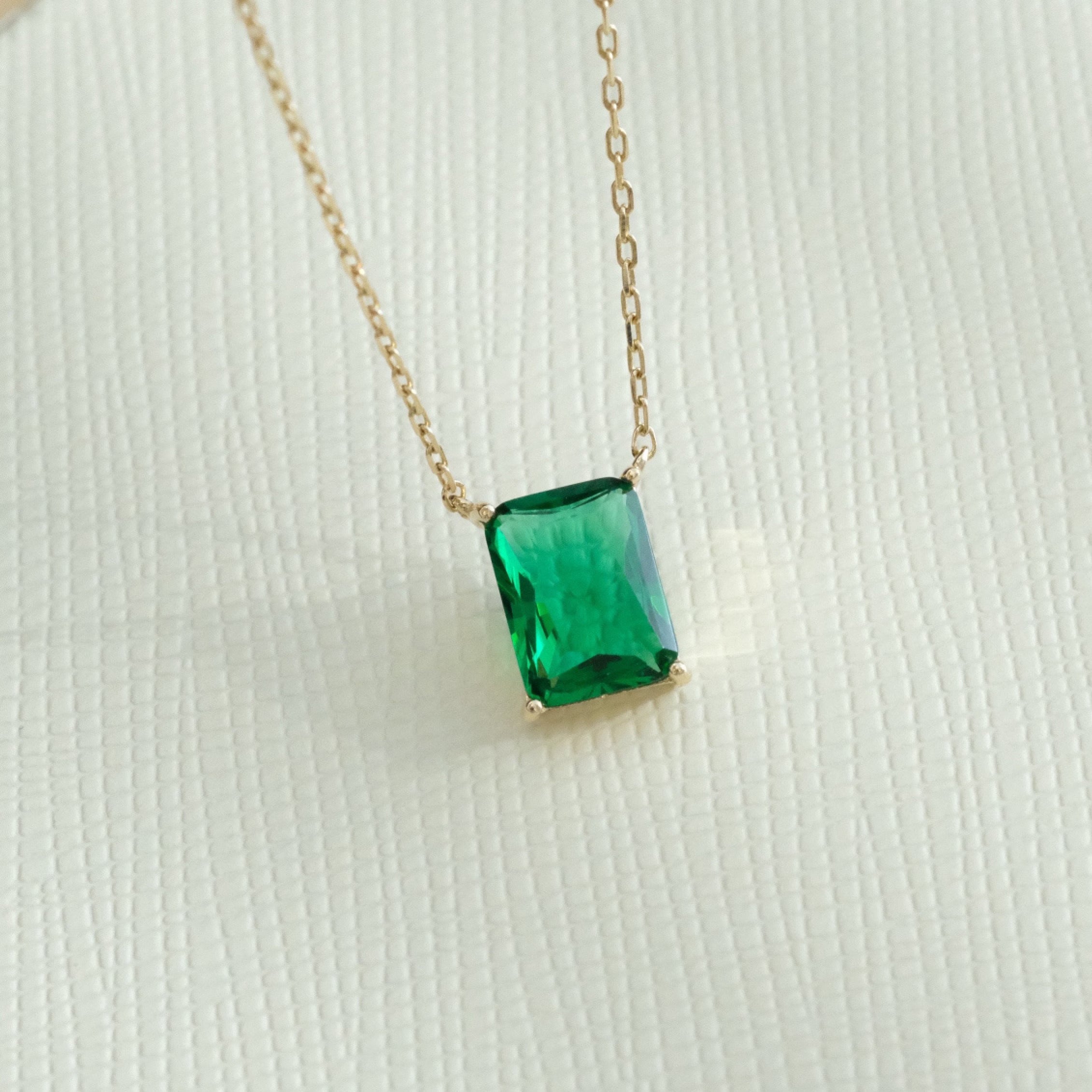 Square Emerald Necklace