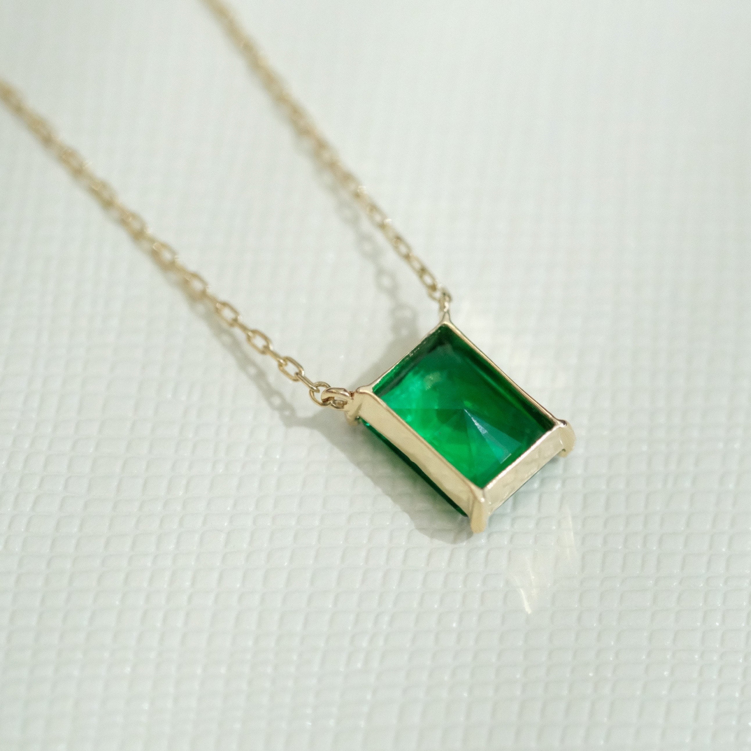 Square Emerald Necklace