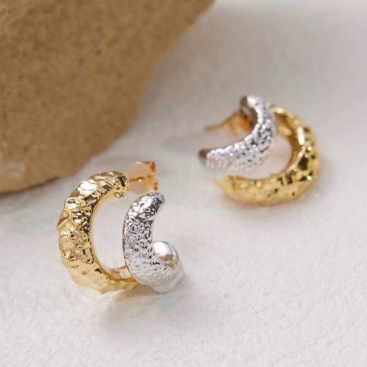 Hammered Two Tone Earrings