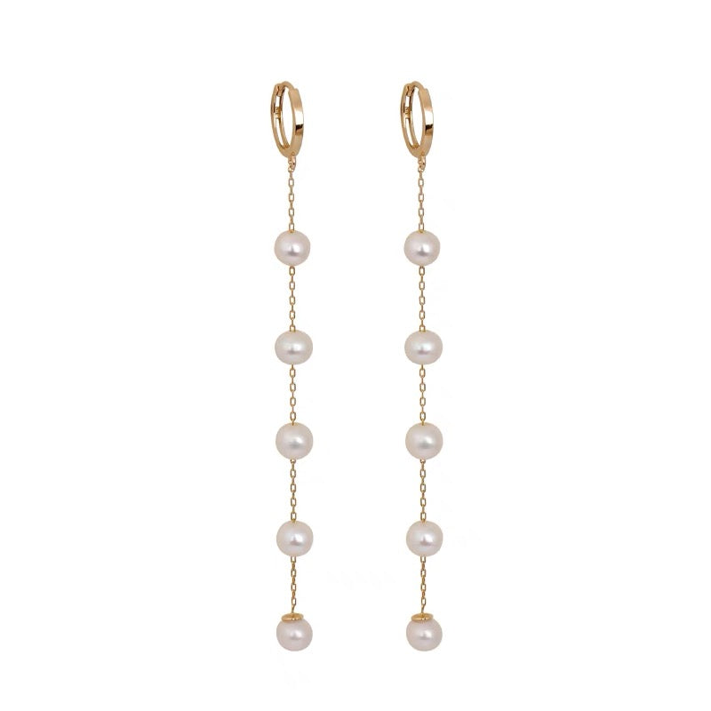 Long Drop Pearl Earrings