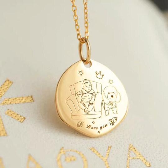 18K Solid Gold Mum Personalised Pendant