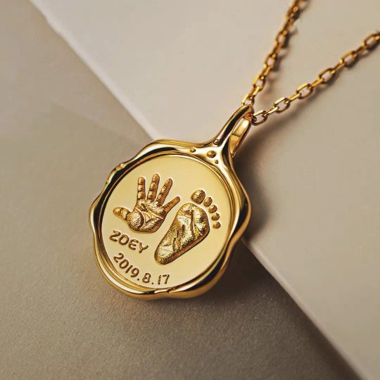 18K Solid Gold Mum Personalised Pendant Sealing Wax