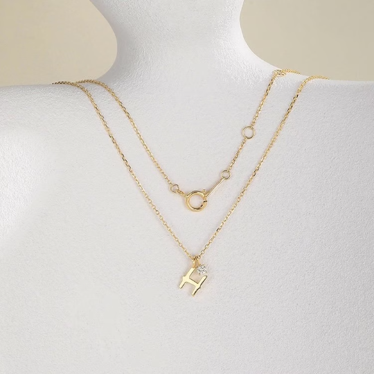 Initial Letter Necklace with Diamond Charm