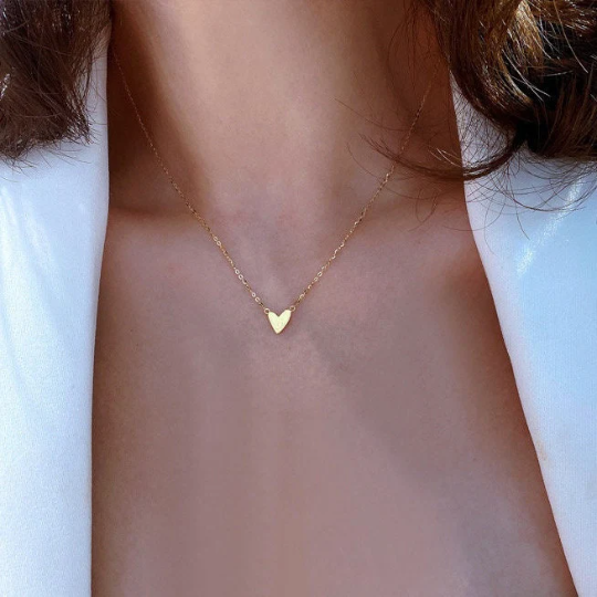 Gold flat heart top necklace