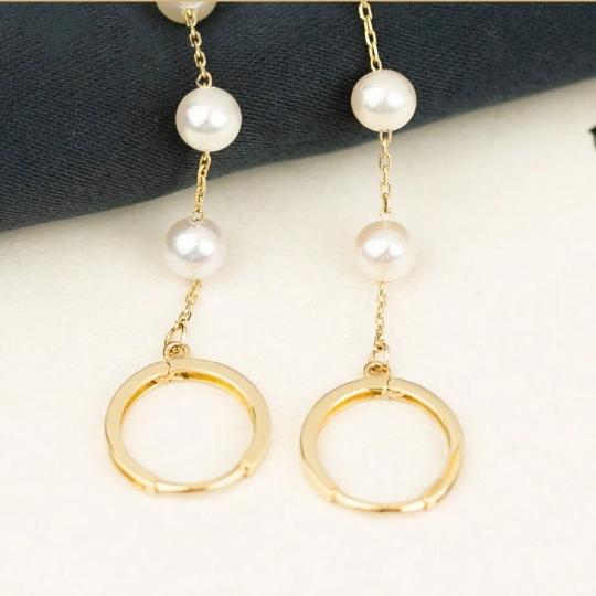 Long Drop Pearl Earrings