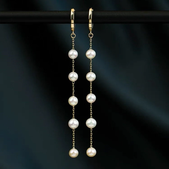 Long Drop Pearl Earrings