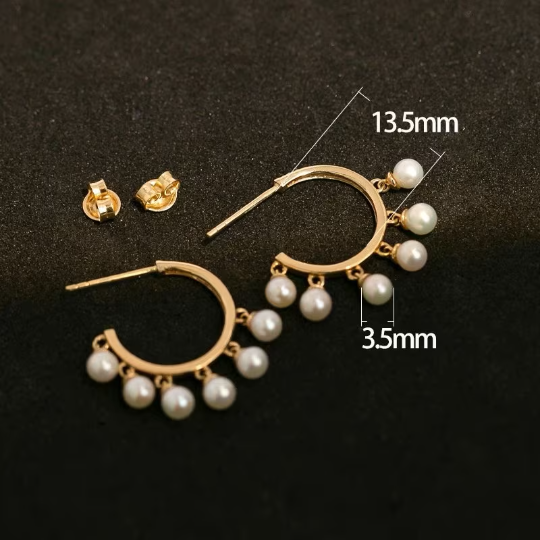 Circle Dangle Pearl Earrings