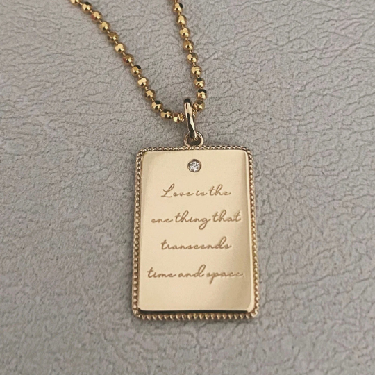 18K Solid Gold Mum Personalised Pendant Rectangular