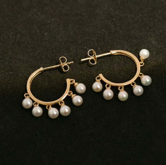 Circle Dangle Pearl Earrings