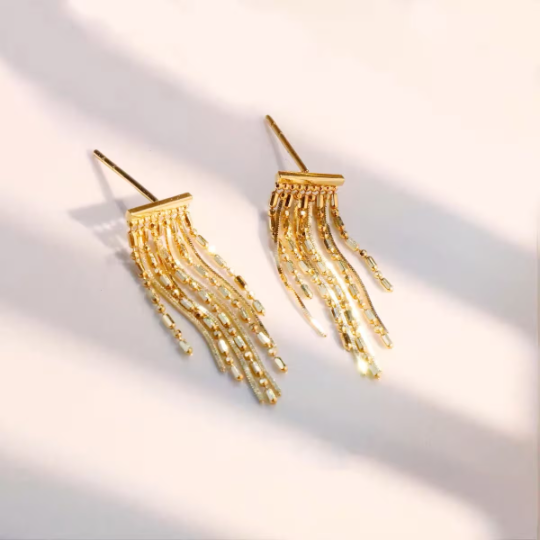 Long Beads Tassel Earrings